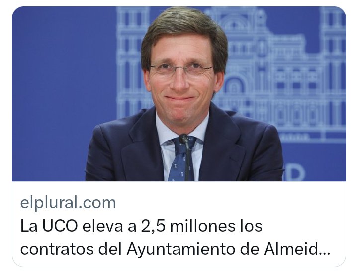 La UCO eleva a 2,5 millones los contratos del Ayuntamiento de @AlmeidaPP_ al empresario que el @ppopular vincula con Begoña Gómez.

Si al final van a salir escaldaos 
😂😂😂😂😂😂😂😂😂