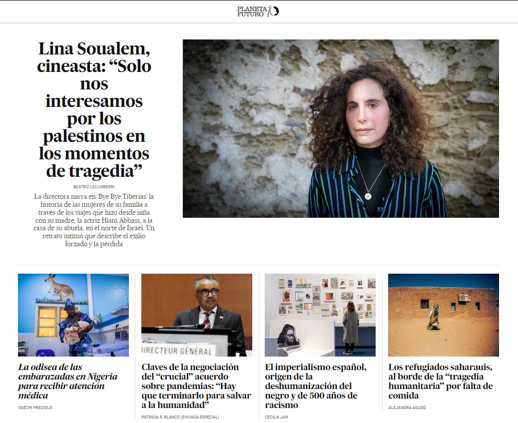 Buenos días, hoy #EnPortada : 🎥 Lina Soualem, cineasta: “Solo nos interesamos por los palestinos en los momentos de tragedia” 🌍 La odisea de las embarazadas en Nigeria para recibir atención médica Y más reportajes, entrevistas y análisis aquí 👇 https://elpais.com/planeta-futuro/