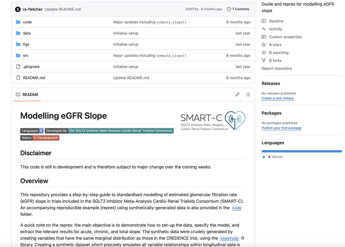 Last week I learned that @MatthiasDiebold and team used the Git repository I created for eGFR slope to check & validate the results of their trial of felzartamab for antibody-mediated rejection in @NEJM 🔗 Github github.com/SGLT2-Trialist… 🔗 NEJM nejm.org/doi/full/10.10… 🧵 1/4