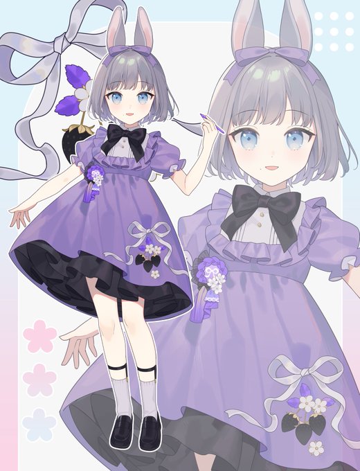 「purple bow short hair」 illustration images(Latest)