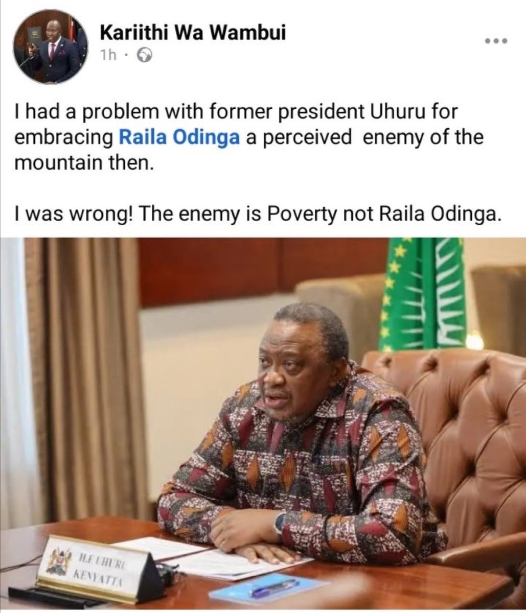 This is an elected MCA from Mathira who used his resources to remind his people of the Ichaweri oath that declared Raila the enemy. 

Just 2 years of Ruto's presidency has debunked that lie. Ruto finyaaaaaaaa😂