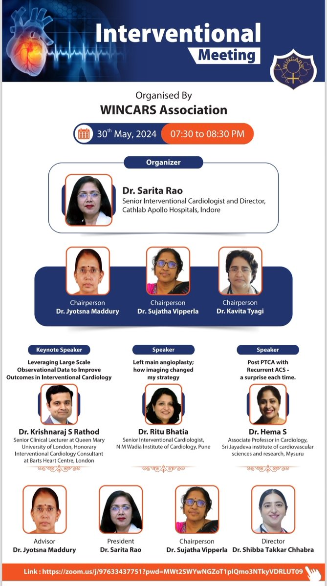 Looking foward to the WINCARS Interventional meeting today @IJCDW_WINCARS @APSIC6 @mmamas1973 @krishnaraj82 @AMahilmaran @aymanka @Hragy @MadduryJ @Sujathavip @RameshDaggubati @DrNataliaP @mirvatalasnag @WomenAs1 @aayshacader @drsonyaburgess @PCRonline #cardiotwitter @inghaanMD