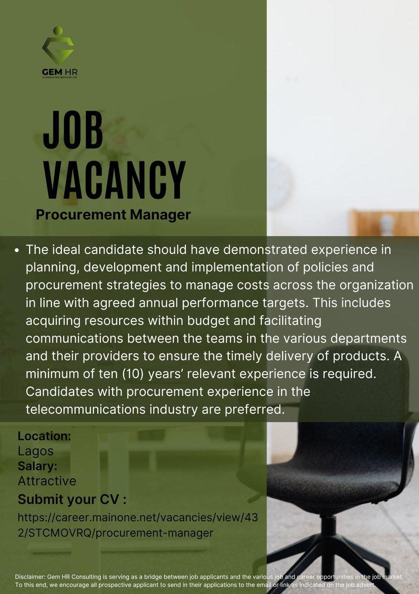 Job Alert! We've got the latest job openings in Procurement Manager! Check out this exciting opportunity and apply now! #procurementjobs 
buff.ly/4bAv8in

 #consultancy #ChangeManagement #corporatestrategy #changemanager #smeconsulting #executivecoaching #businessinsider