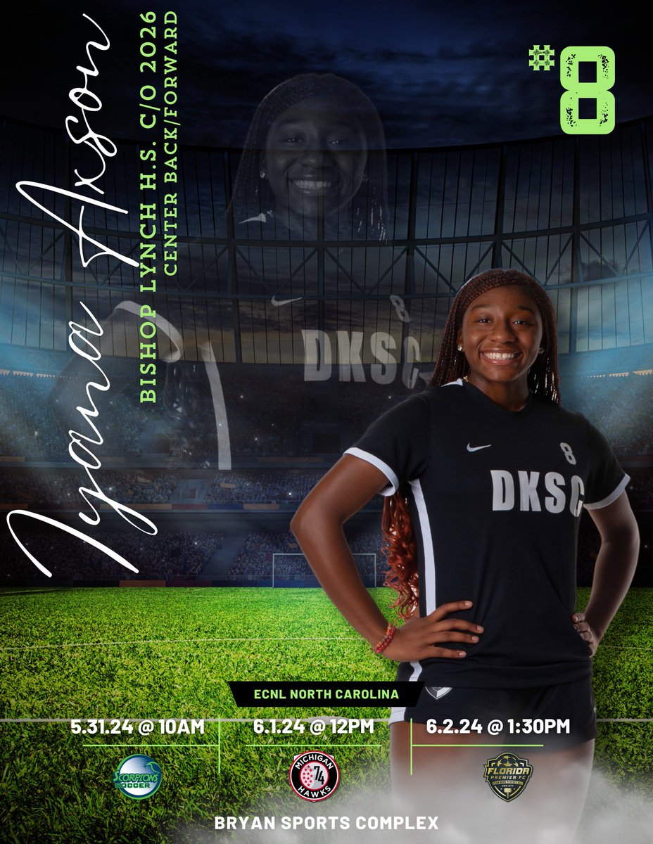 ECNL NORTH CAROLINA SHOW CASE here I come 2026.  Looking forward to putting my talents on display.  Come see me.   Let’s go DKSC. # imyouthsoccer #bishoplynchhighschool #soccer #soccerlife #ilovesoccer #centerback #forwardstriker #womenssoccer