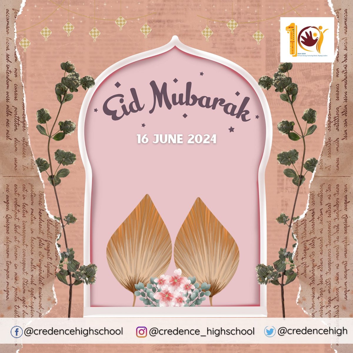 CredenceHigh's tweet photo. Eid Mubarak from Credence High School! 🌙✨ May your Eid al-Adha be filled with joy and blessings. Share your Eid celebrations with us by tagging @CredenceHigh! #EidAlAdha #CredenceHighSchool #EidMubarak #ShareYourEid https://t.co/vxBsmUMe2D
