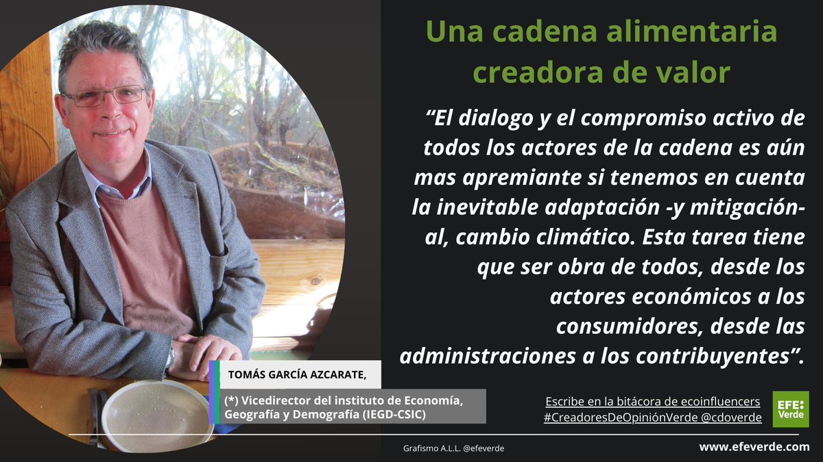 Una #CadenaAlimentaria creadora de valor. Por (*) Tomás García Azcárate, vicedirector del Instituto de Economía, Geografía y Demografía (@IEGD_CSIC @CSIC) en la bitácora de solventes #ecoinfluencers #CreadoresDeOpiniónVerde en la blogosfera de @efeverde efeverde.com/una-cadena-ali…