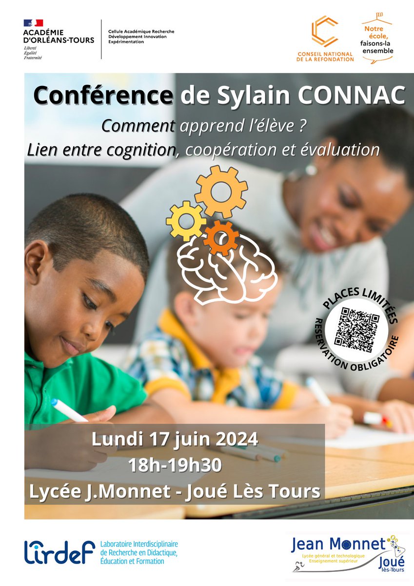 Nous sommes désolés de vous informer que les inscriptions pour la conférence de <a href="/ConnacSylvain/">Sylvain Connac ▶️🐘</a> le 17 juin à Joué-Les-Tours sont désormais closes, l'événement est complet 😉
🎦 Nous envisageons de filmer la conférence...
<a href="/ac_orleanstours/">Académie d'Orléans-Tours</a> #dsden37 #CNR #NEFLE #innovation