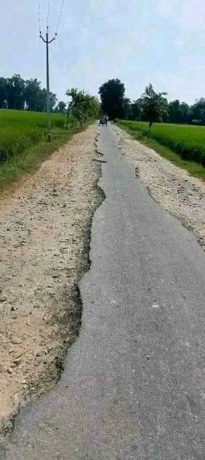 1.) Roads through village during Modi Era 2.) Roads through village during Congress Era