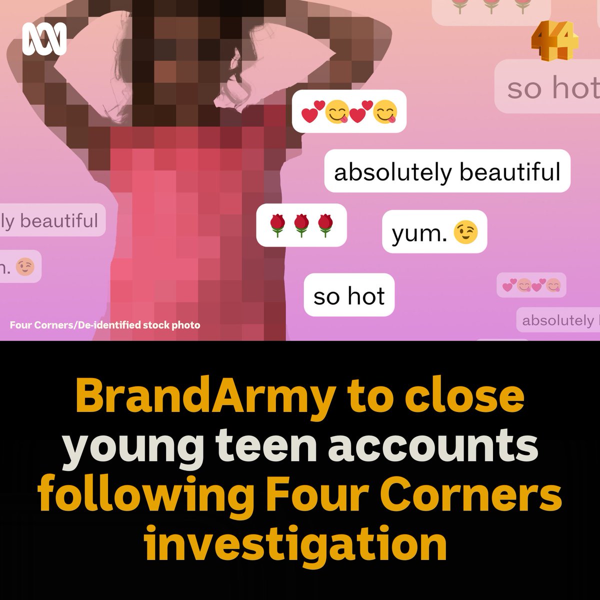 A "fan" website allowing parents to sell access to photos of their children has updated its terms following a #4Corners investigation.

BrandArmy plans to shut down accounts of children aged 15 and under by September.

Read the original investigation here: ab.co/3X7EgXn