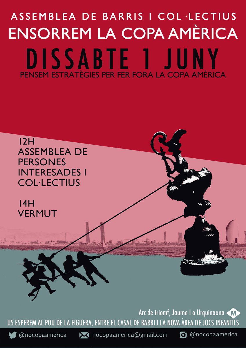 carla_izcara's tweet photo. ⛱️ Arriba juny i toca parlar de turisme.  Dissabte 1/6 assemblea i vermut de @NoCopaAmerica al Pou de la Figuera i diumenge 2/6 amb Anticapitalistes Barcelona a @AteneuRebel debatrem sobre el turisme a la ciutat ⬇️ https://t.co/mMyr2pKwx3