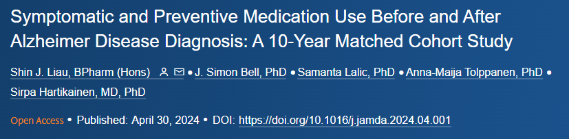 🧠Our 10-yr pre/post-#Alzheimer's disease study on medication use: bit.ly/medalz

💊While #symptomatic meds plateaued post-diagnosis for both AD &amp; non-AD cohorts, #preventive meds declined in the AD cohort but continued to increase in the non-AD cohort.

#deprescribing