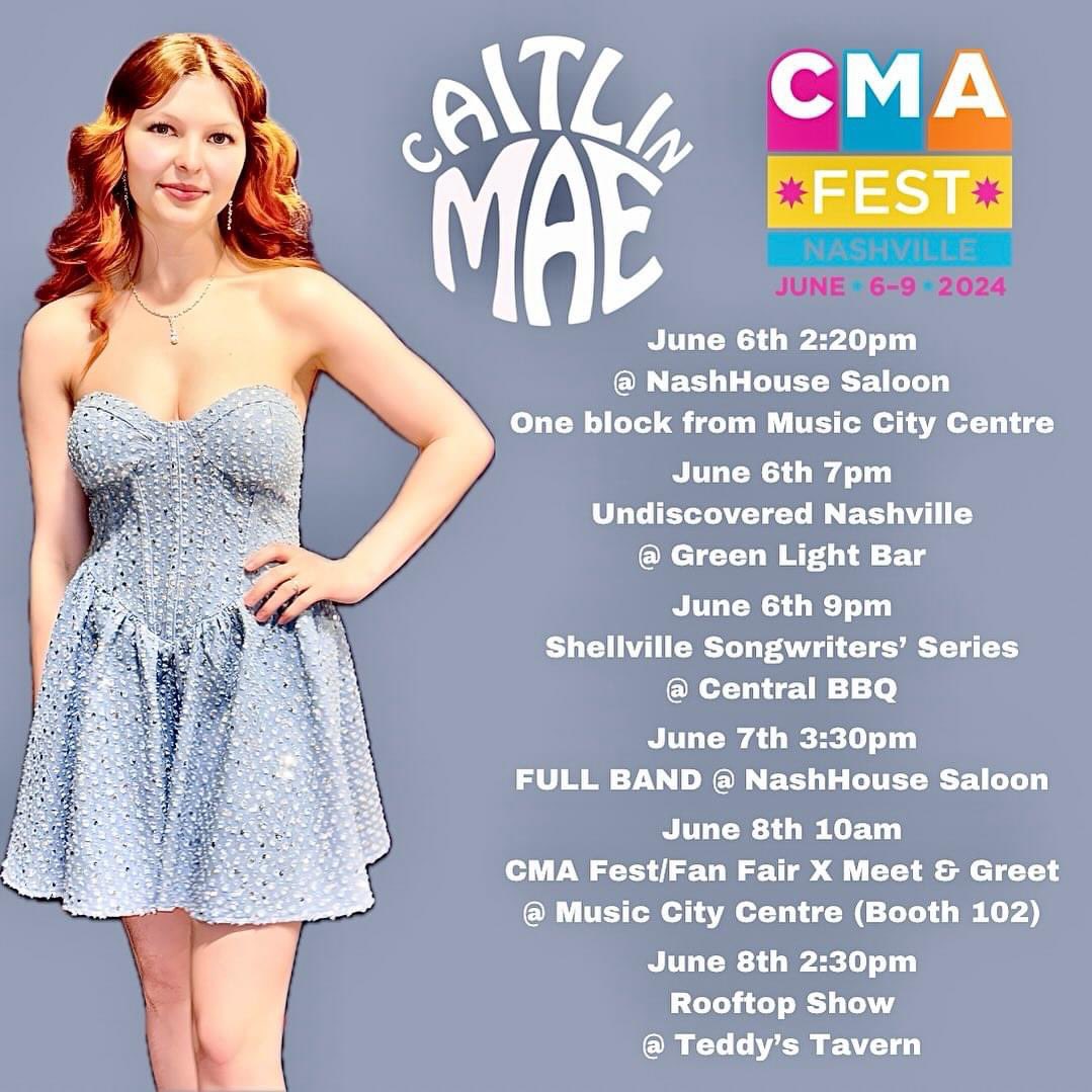 Dreamers… here’s my #CMAfest schedule 🎶🎶❤️❤️ Hoping to see some of you in Nashville next week ❤️🎶❤️#letsgo #countrymusic  #GoodTimes