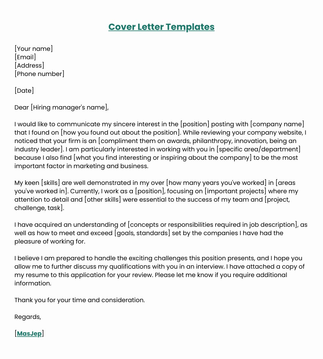 COVER LETTER SAMPLE