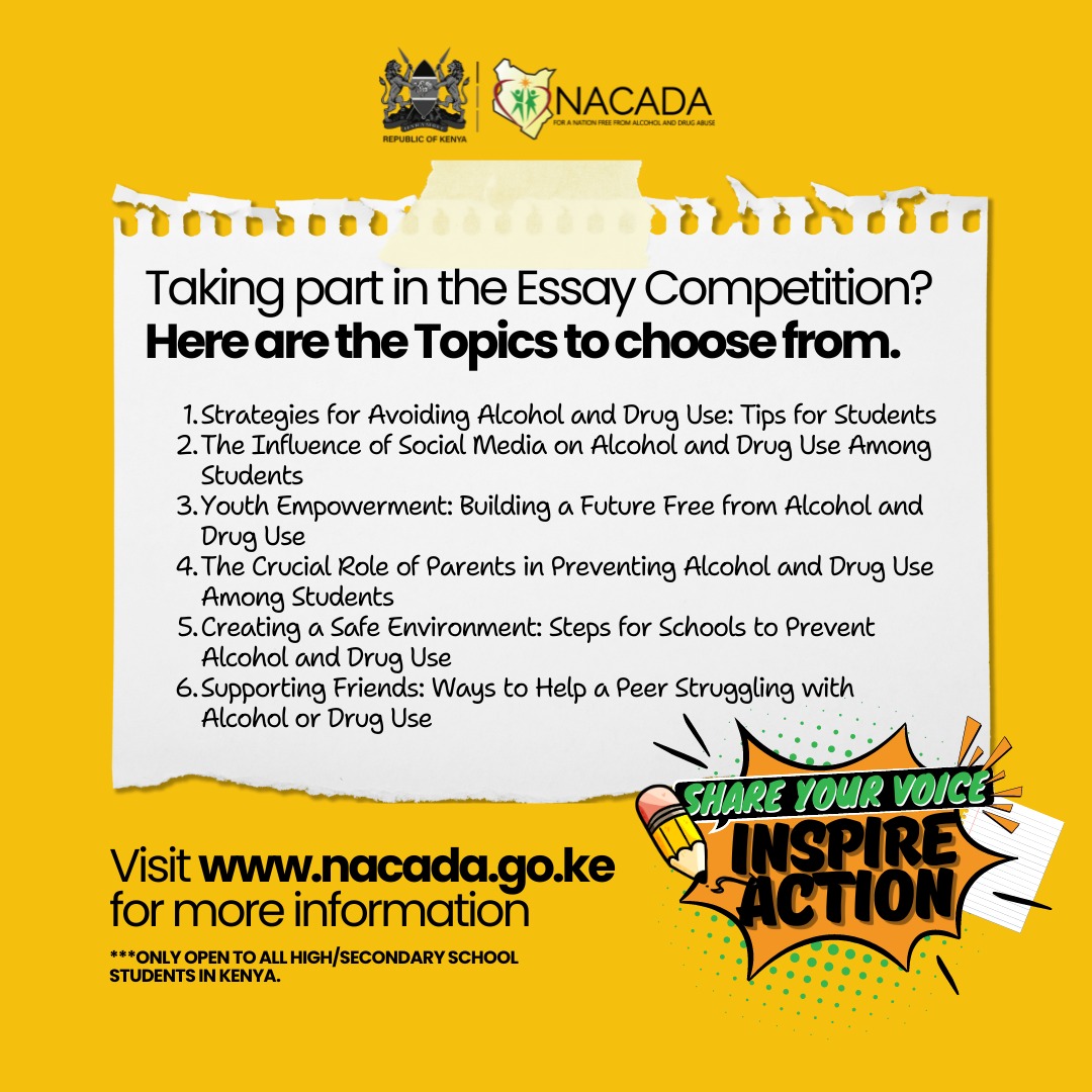 ESSAY WRITING COMPETITION FOR HIGH-SCHOOLERS DEADLINE EXTENSION ✏📝
Leo Ni TBT ,but let's do it vidifferent right ? Tuchore mistari on drugs and substance abuse. Choose topic favourable kwako on the posters or the link below and then one day utalook back and throw back on your