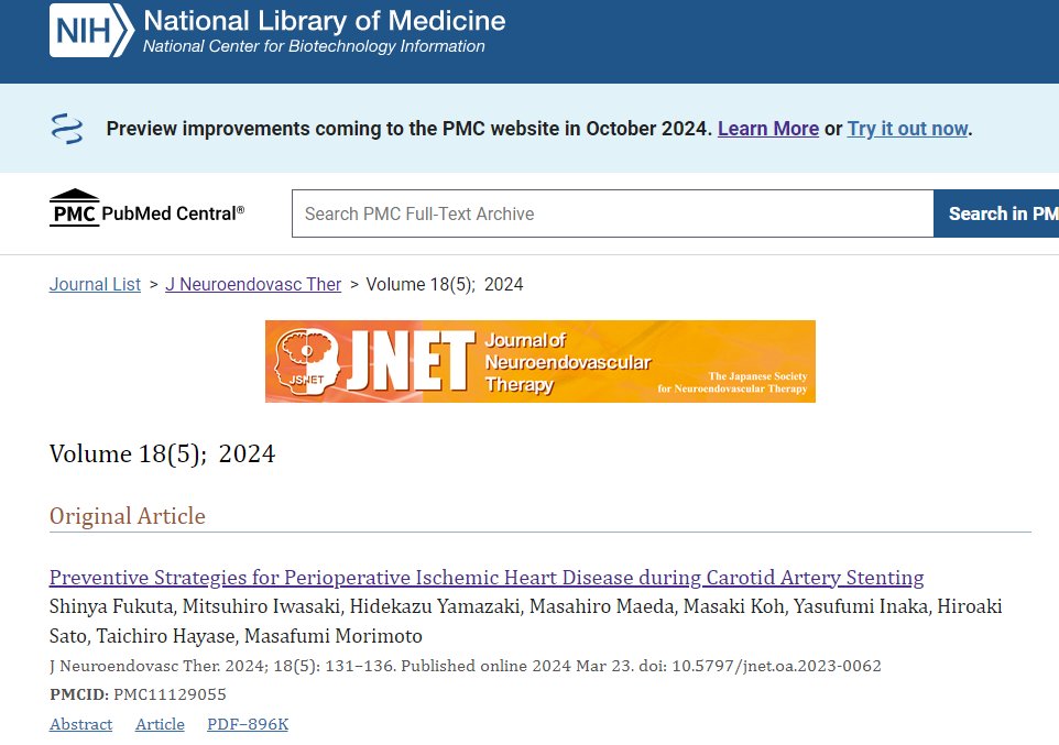 JNET Journal of Neuroendovascular Therapy Vol.18 Issue.5 is now available.
ncbi.nlm.nih.gov/pmc/issues/463…