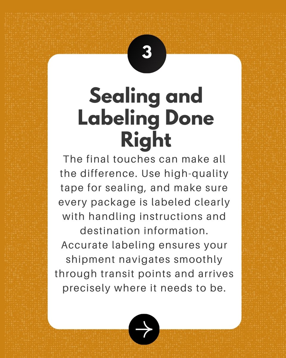 jtmartininc's tweet image. The final touches can make all the difference. Use high-quality tape for sealing, and make sure every package is labeled clearly with handling instructions and destination information.🌟

#ShippingSuccess #JamestownReliability #LabelCorrectly