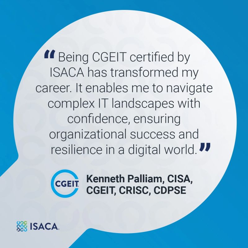 Advance your skills for the next step in your career by earning one of ISACA’s globally recognised certifications. 

Get started today with #CISA #CISM #CRISC #CGEIT #CDPSE exam prep: bit.ly/3Kcdzc4