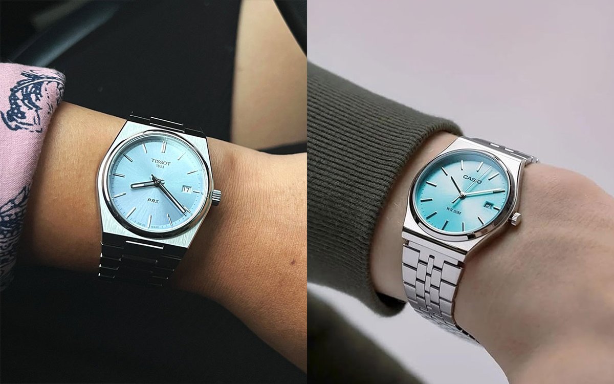 Anyway, can you imagine how meta a Tissot PRX collab would be (a PRX-PRX lol)? I was looking at this for awhile but there's an equally enjoyable everyday piece from Casio. @GeneralSonCast looking at you.

Left: Tissot PRX (lol) $800
Right: Casio B145D $80