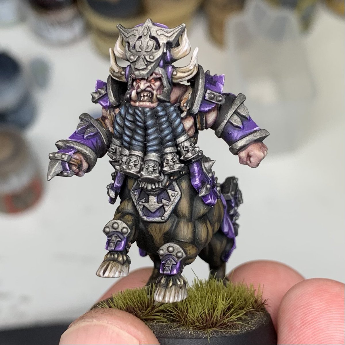 StuffPhil's tweet image. Finished up the Bull Centaurs from my Chaos Dwarf Blood Bowl team.

#chaosdwarfs #chaosdwarf #chaosdwarfsonline #oldhammer #paintingwarhammer #warhammercommunity #warhammerfantasy #warhammertheoldworld  #warhammer #paintingminiatures #bloodbowl