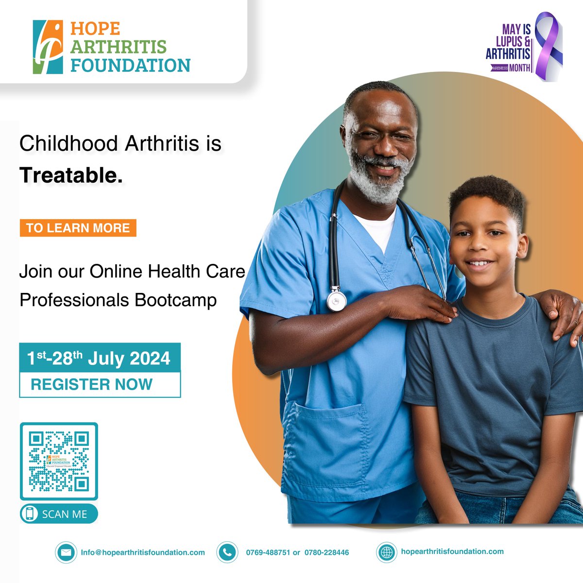 Help children with arthritis thrive! Join our boot camp for healthcare professionals to enhance your skills. 
Learn more: bit.ly/3wNEd8d
Register Now: bit.ly/HAFbootcamp
#ArthritisAwareness #LupusAwareness #BeatPediatricArthritis #hopearthritisfoundation
