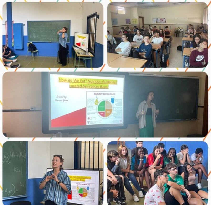 Clase magistral en inglés sobre nutrición, impartida por nuestra auxiliar de conversación Frances Bauer. Actividad organizada por Vicente Ramírez, profesor de EF, dentro del programa #CIMA. @DGOIPyEE @OrdenacionM @Malagaconvive @cepmarbellacoin @plurimalaga