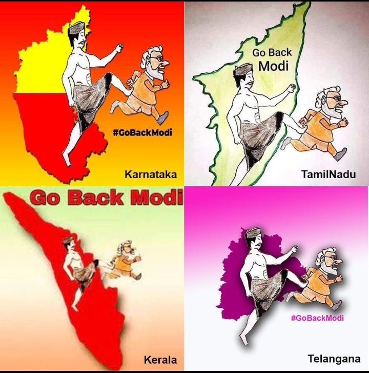 The South hates Sanghi toxicity & #ModiLies. That's why South India states have eliminated BJP-RSS. Modi should learn his lesson & go away. #GoBackModi