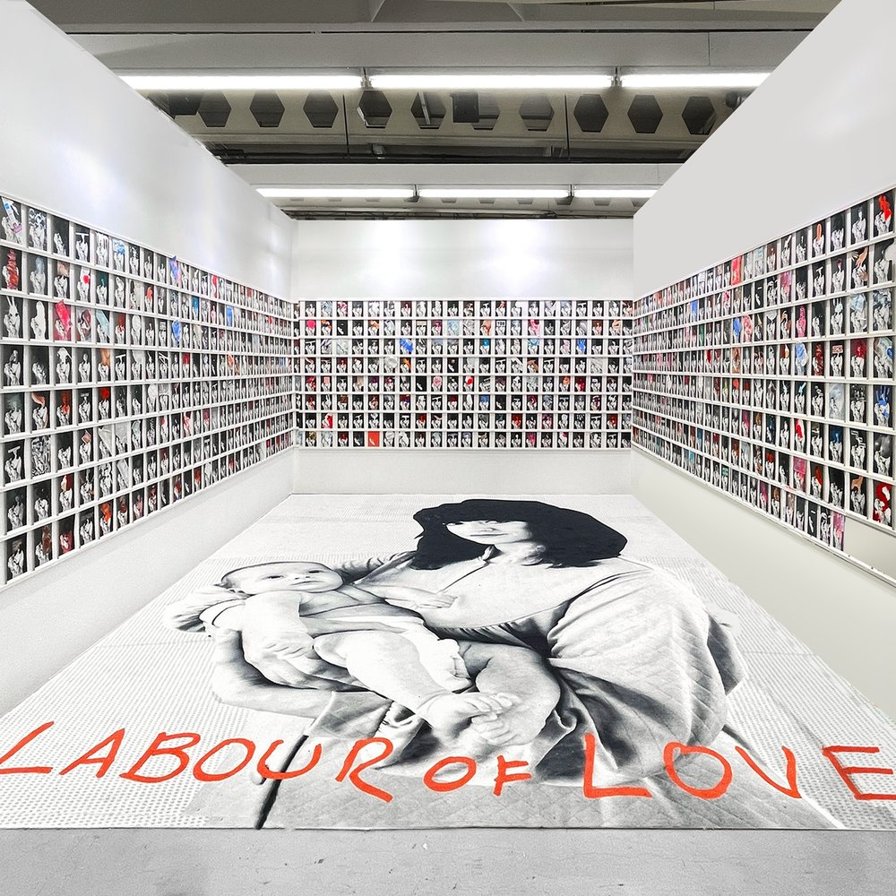 ‘Labour of Love’ installation, 2022, a visual depiction of the 650 times artist Sarah Maple fed her baby over three months to highlight the sheer volume of work that is expected of mothers and to challenge people to rethink the value of the time spent #WomensArt