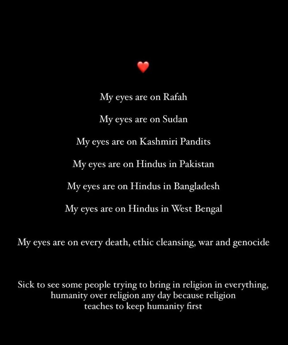 Sick to see some people trying to bring in religion in everything, humanity over religion any day because religion teaches to keep humanity first. #AlleyesonRafah