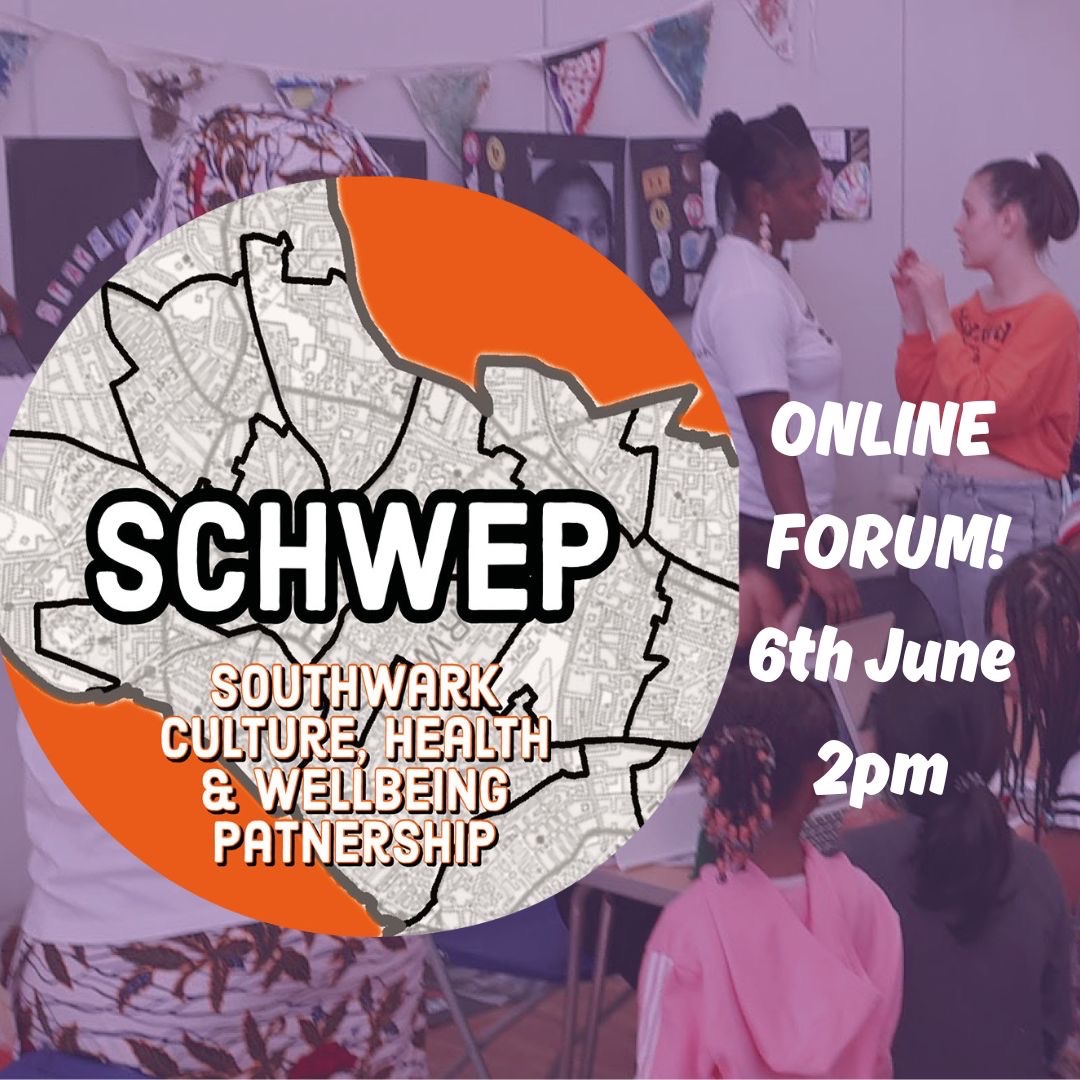 Southwark Culture Health and Wellbeing Partnership (@swk_chwp) on Twitter photo 📣📣One week left until our online forum! Book now to reconnect with our network and explore how to strengthen creative health in Southwark and beyond! ➡️tinyurl.com/yc6jfy4k <a href="/CNSouthwark/">Creative Network Southwark</a> <a href="/SouthwarkEvents/">Southwark Presents</a> <a href="/florafaithkelly/">Flora Faith-Kelly</a> <a href="/SELondonICS/">South East London ICS</a> <a href="/LAHArtsHealth/">London Arts and Health</a> 📣📣One week left until our online forum! Book now to reconnect with our network and explore how to strengthen creative health in Southwark and beyond! ➡️tinyurl.com/yc6jfy4k <a href="/CNSouthwark/">Creative Network Southwark</a> <a href="/SouthwarkEvents/">Southwark Presents</a> <a href="/florafaithkelly/">Flora Faith-Kelly</a> <a href="/SELondonICS/">South East London ICS</a> <a href="/LAHArtsHealth/">London Arts and Health</a>