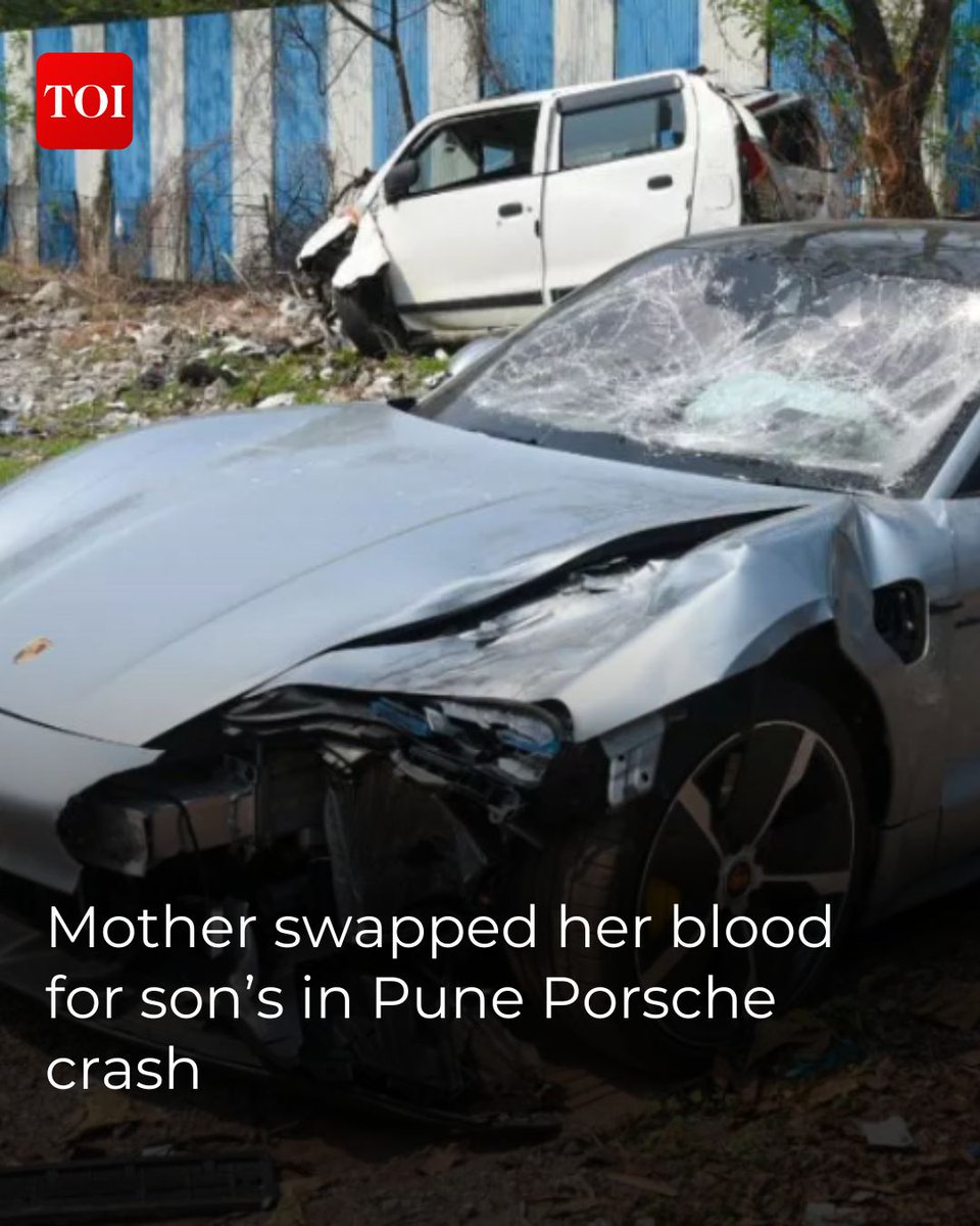 In a shocking development in the #Pune Porsche accident case that claimed the lives of two techies, the blood sample of the accused teenager, which was meant for an alcohol test, was swapped with his mother's sample, according to reports.

Details here 🔗 toi.in/E2BGhZ