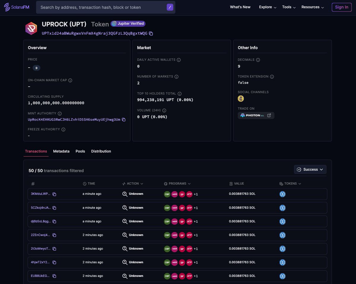 $UPT by @UpRockCom going live at 4pm UTC today Unleashing the power of DePIN, AI and crypto (particularly @solana) all in one - very excited to see how the protocol continues to develop. $UPT: solana.fm/address/UPTx1d…