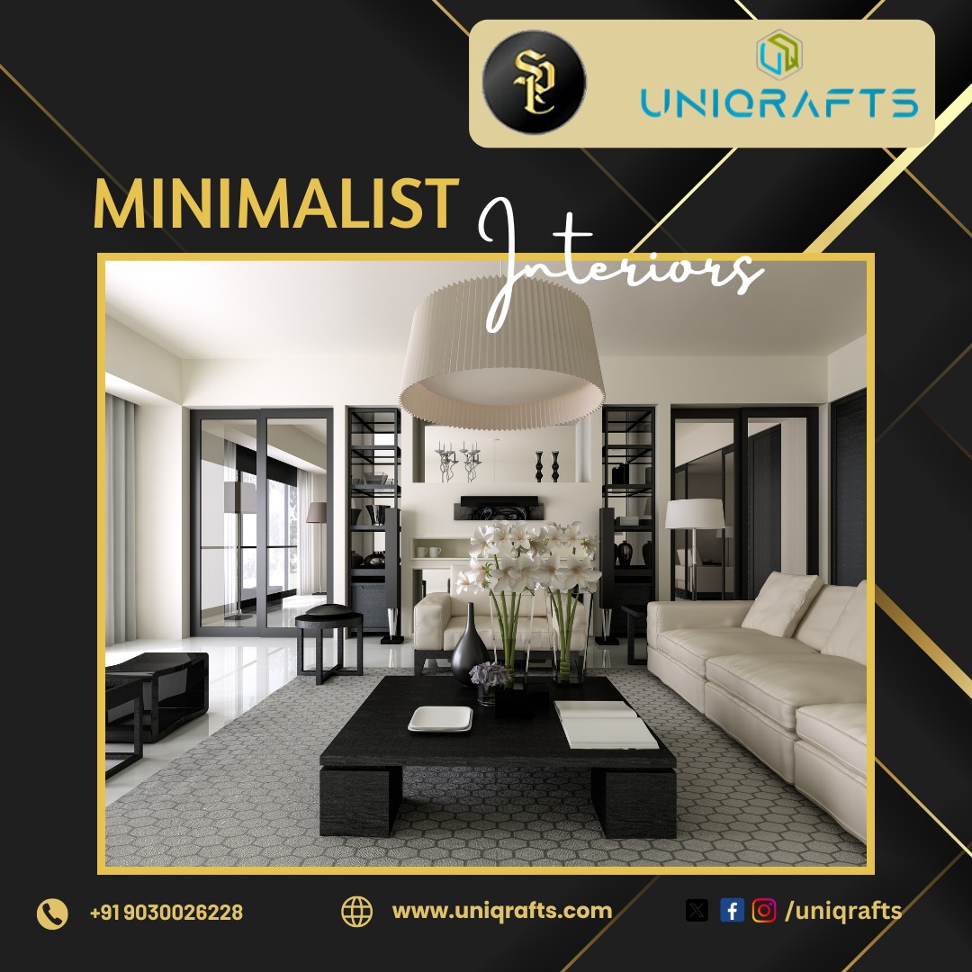 Uniqrafts designs serene, stylish, and functional minimalist interiors, blending simplicity and elegance with clean lines and natural light. Visit Us : uniqrafts.com/- #MinimalistDesign #InteriorDesign #SereneSpaces #ElegantInteriors #ModernLiving #NaturalLight