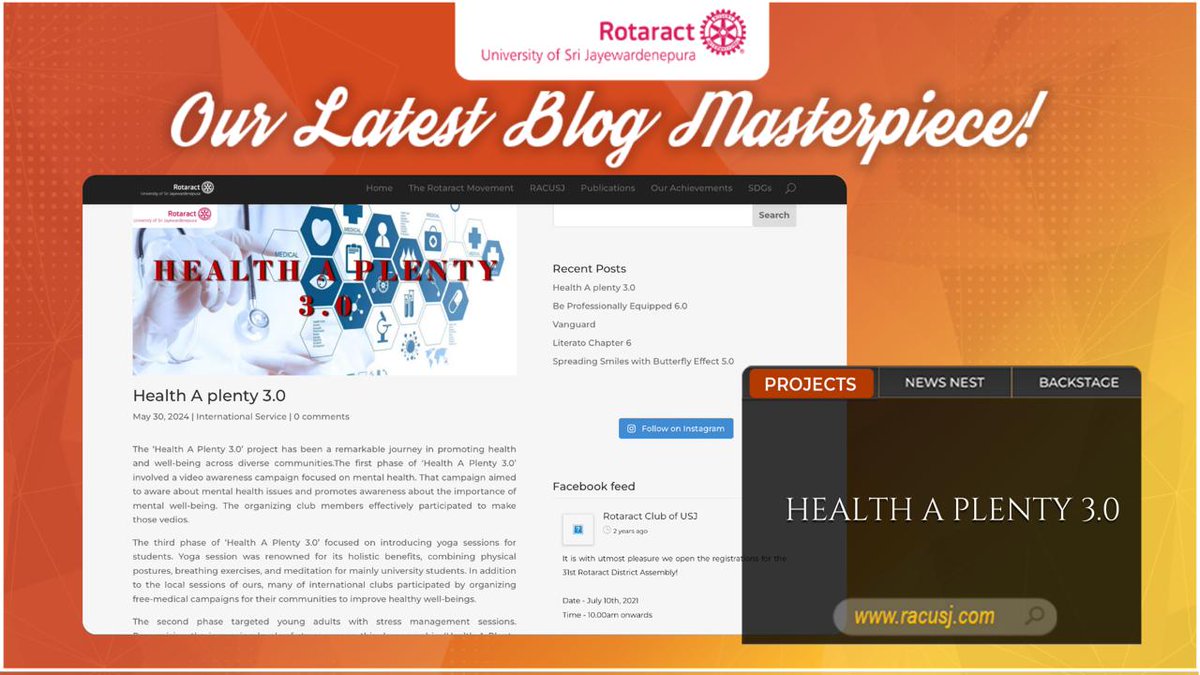 The ‘Health A Plenty 3.0’ project organized by the RACUSJ has been a remarkable journey in promoting health and well-being across diverse communities.

cutt.ly/peuq9hPU 

#healthaplenty3_0
#RACUSJ
#Rotaract
#Rotaract3220
#CreateHopeintheWorld
 #YouthForAll