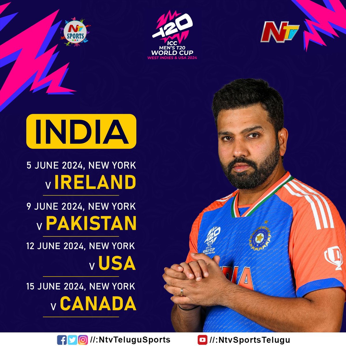 India match schedule, full fixtures list, venues and dates. #T20WorldCup2024 #T20WorldCup #WorlcCup #TeamIndia #NTVSports
