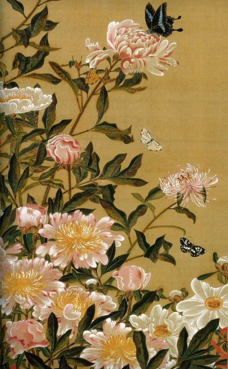 'Herbaceous peonies and butterflies' ~ Ito Jakuchu (18th century) .