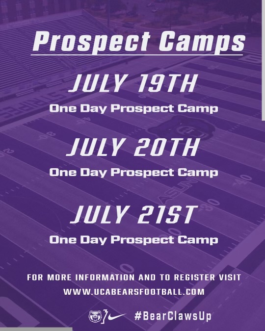 🚨Think camp season is over?🚨
THINK AGAIN!!
The Bears have 3⃣ - One Day Prospect Camps in July!
So REGISTER NOW, rest up and we will see you on THE STRIPES in JULY!!
#BearClawsUp #FearTheStripes

🔗REGISTER HERE:
ucabearsfootball.com