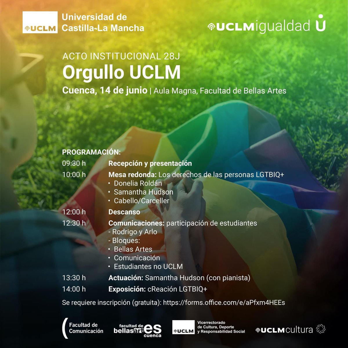 🔴 ¡Mañana no os podéis perder el #OrgulloUCLM en el aula magna de Bellas Artes del Campus de Cuenca🏳️‍🌈🏳️‍⚧️