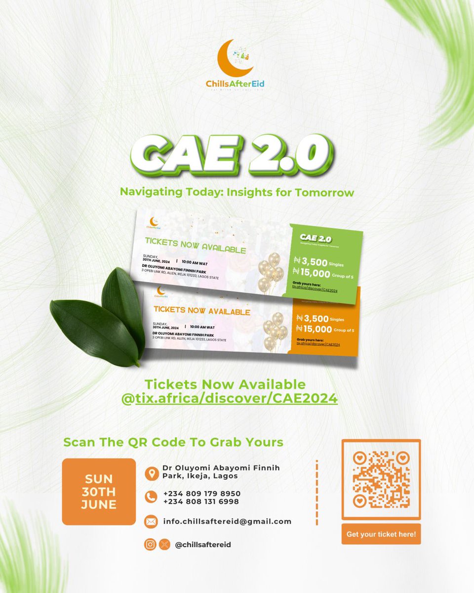 ChillsAfterEid's tweet photo. Do not miss out on one of the exciting events happening this month.
Go get your tickets and ensure to go with family and friends ๐โจ
#CAE2.0
#ChillsAfterEid2024
#Muslimevent #EidMubarak
https://t.co/0Ad0d4QBAv https://t.co/OJMQ4KGgay