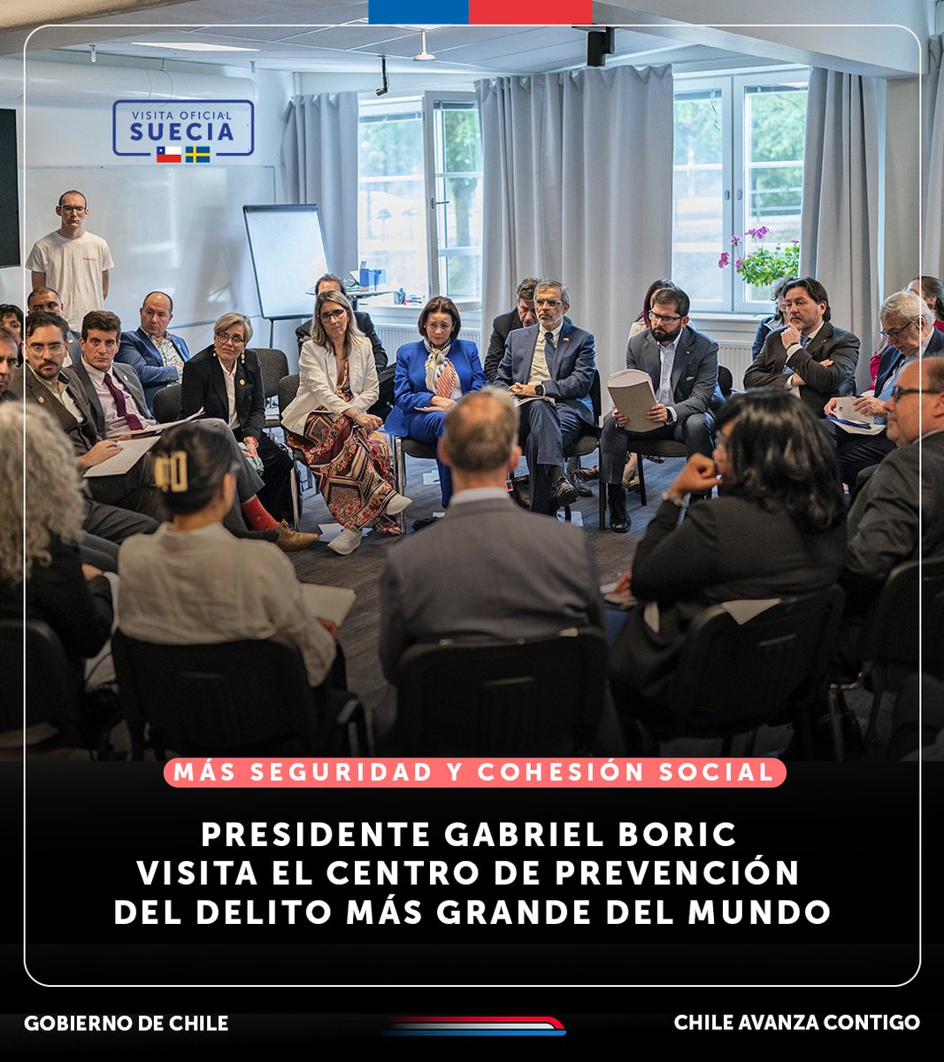 Archivo20222026's tweet photo. #VisitaOficial | Presidente @GabrielBoric junto a delegación ministerial, parlamentaria, académica, científica y empresarial, visitó el centro Fryshuset en Suecia, considerado el más grande del mundo en cuanto a prevención del delito y trabajo con jóvenes vulnerables. https://t.co/EhS4Hu6TbX