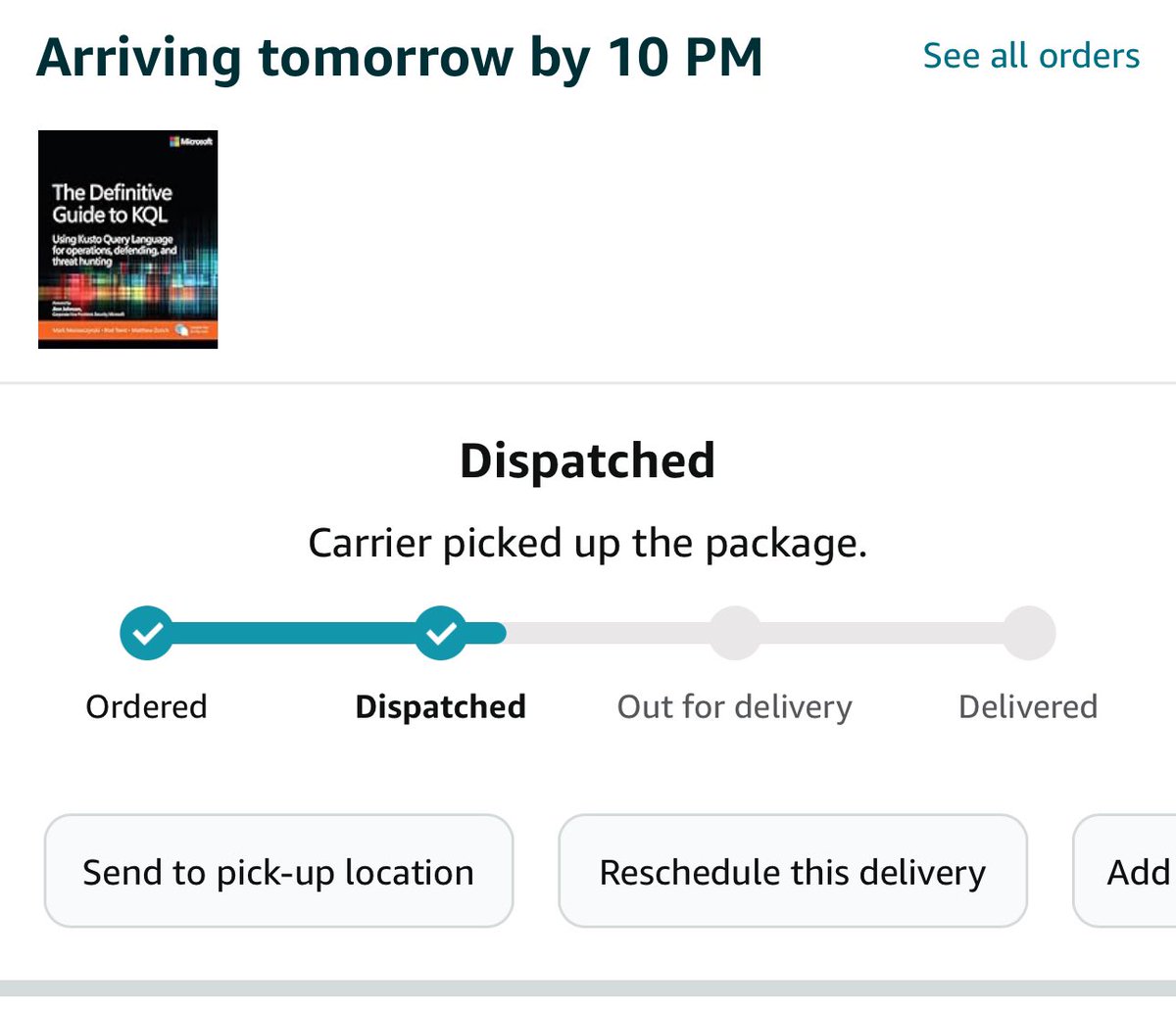 Looking forward to The Definitive Guise to KQL arriving tomorrow! 

I hope <a href="/reprise_99/">Matt Zorich</a> doesn’t quote me page numbers when I ask for help at work 😅😂