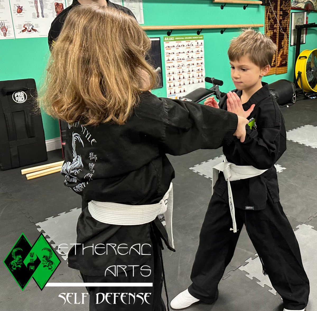 SGMFrost's tweet photo. Two students learn to break free from a grab. #blackbelt #determination #bullyproof #chinna #discipline #dojo #etherealartsselfdefense #exercise #fitness #focus #griffin #griffinkenpokarate https://t.co/HU2byBtSOr