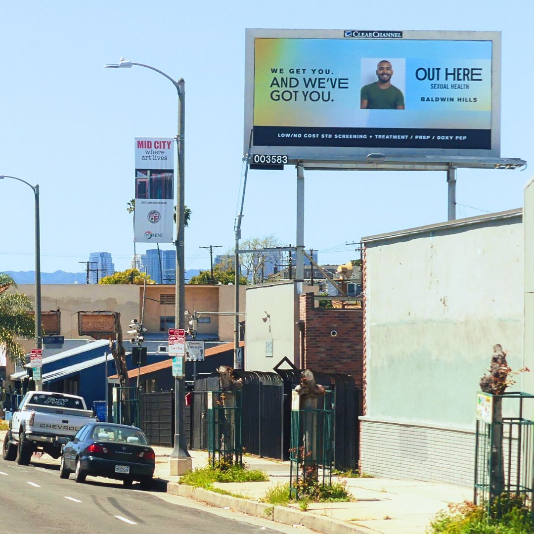 OutHereHealth's tweet photo. Look who's joining your commute  🚗  Keep your eyes peeled for our Out Here billboards that can be found all across Los Angeles 👀 https://t.co/eYEsJWewoK