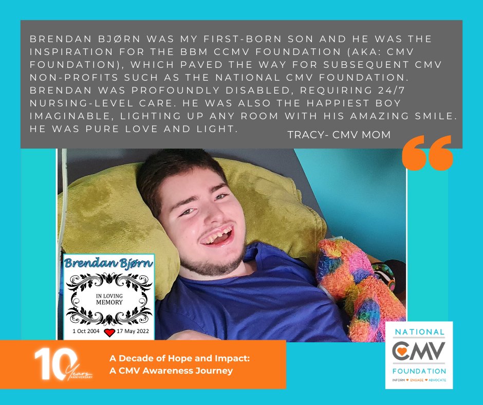 Today we’re sharing Brendan’s #FacesOfCMV story. He was born with congenital CMV and passed away in 2022 at age 17 1/2. 💙

#StopCMV #CMVAwareness #HopeAndImpact