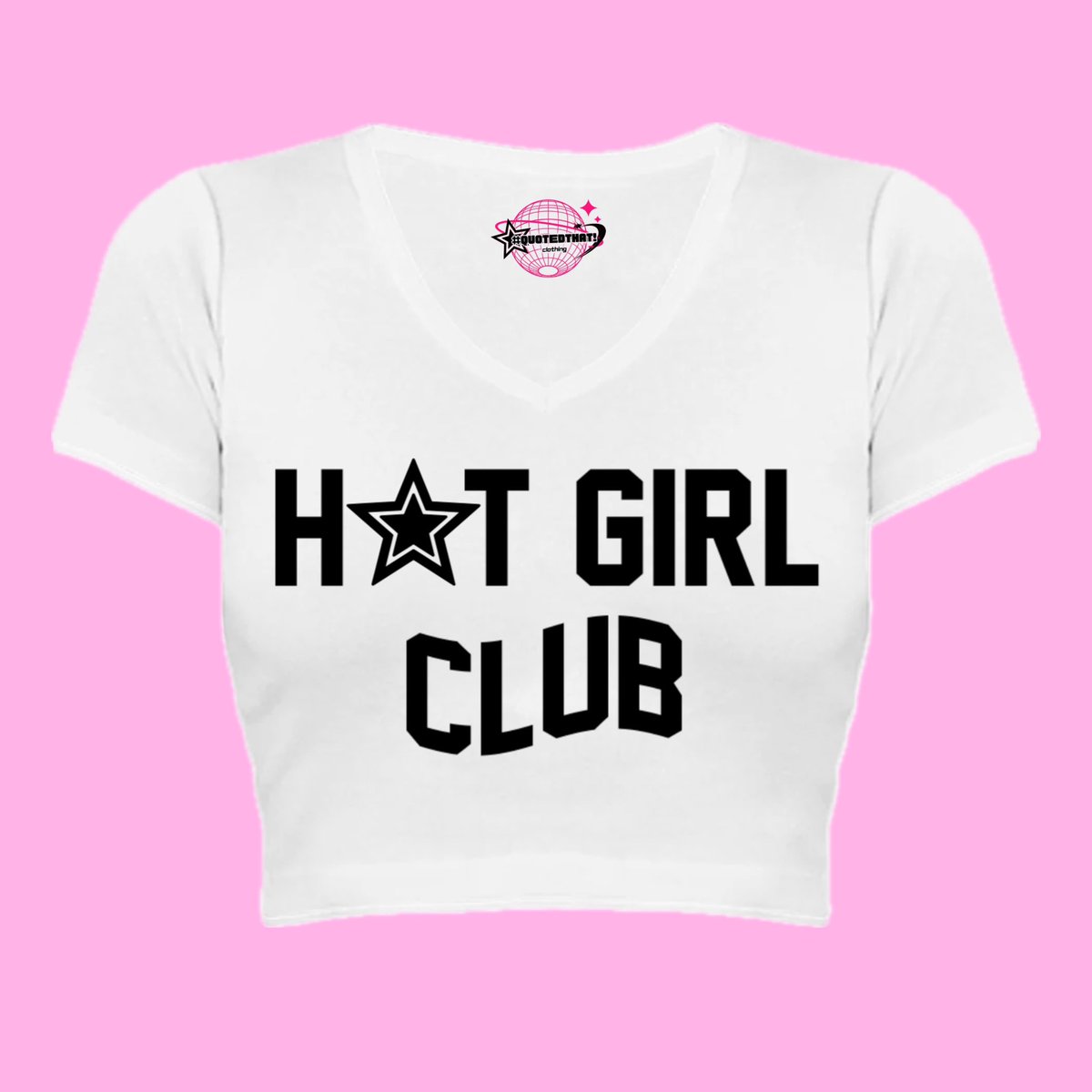 quotedthatco's tweet photo. “H✮T GIRL CLUB” BABY TEE!

—————————————————

•Check pinned post for more information
•Small-2XL
•Customizable shirt, word, and star colors
•Quote request form is linked in bio!

—————————————————
#foryou #clothingbrand #hotgirl #hotgirlclub #hot #quotedthat! https://t.co/eQjOpdRqeT