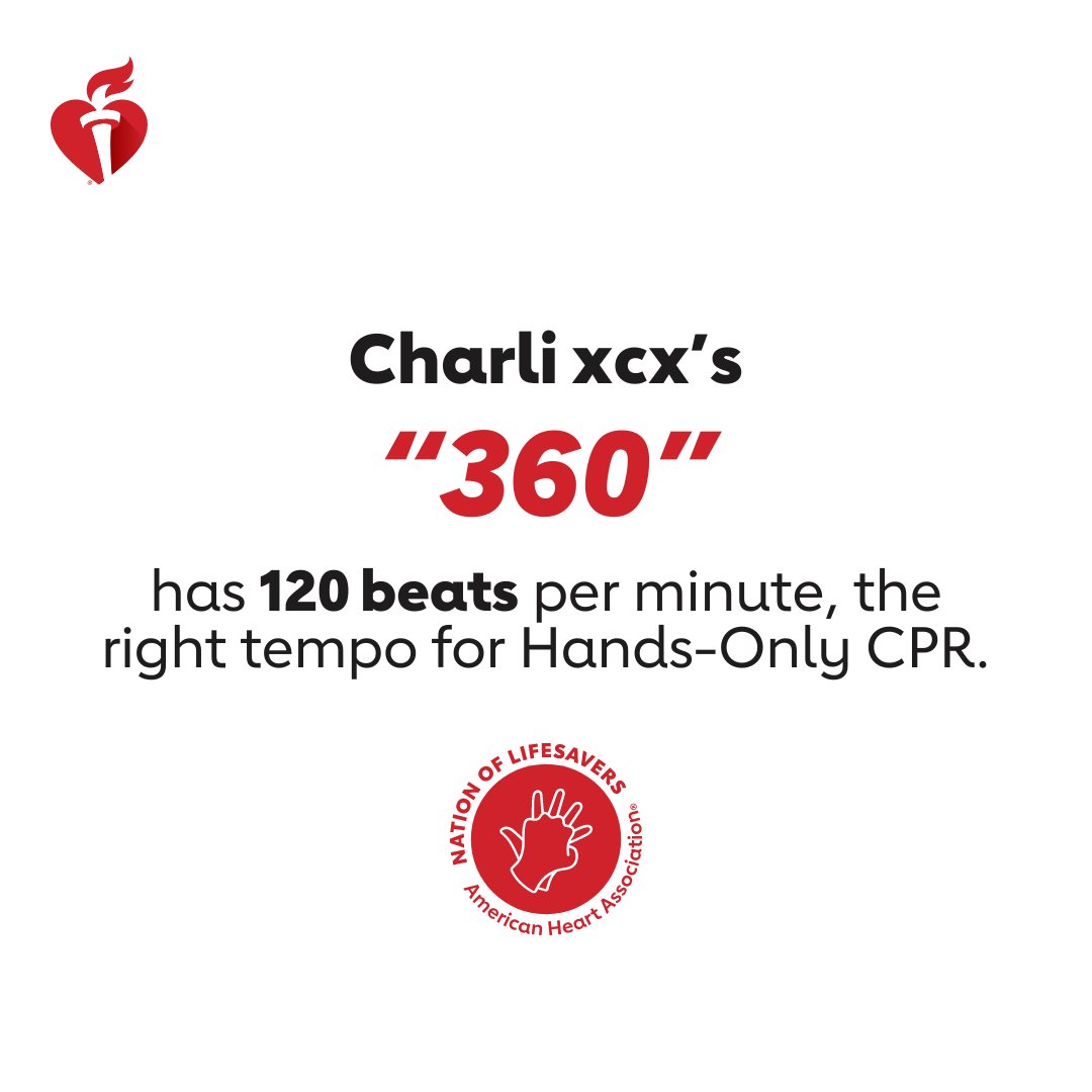 If you're everywhere and so Julia like <a href="/charli_xcx/">Charli</a> 💚, you should be ready to save a life with Hands-Only CPR.   

If you see a teen or adult collapse, call 911 and push hard and fast in the center of the chest.  

#NationofLifesavers #BRAT 🟩