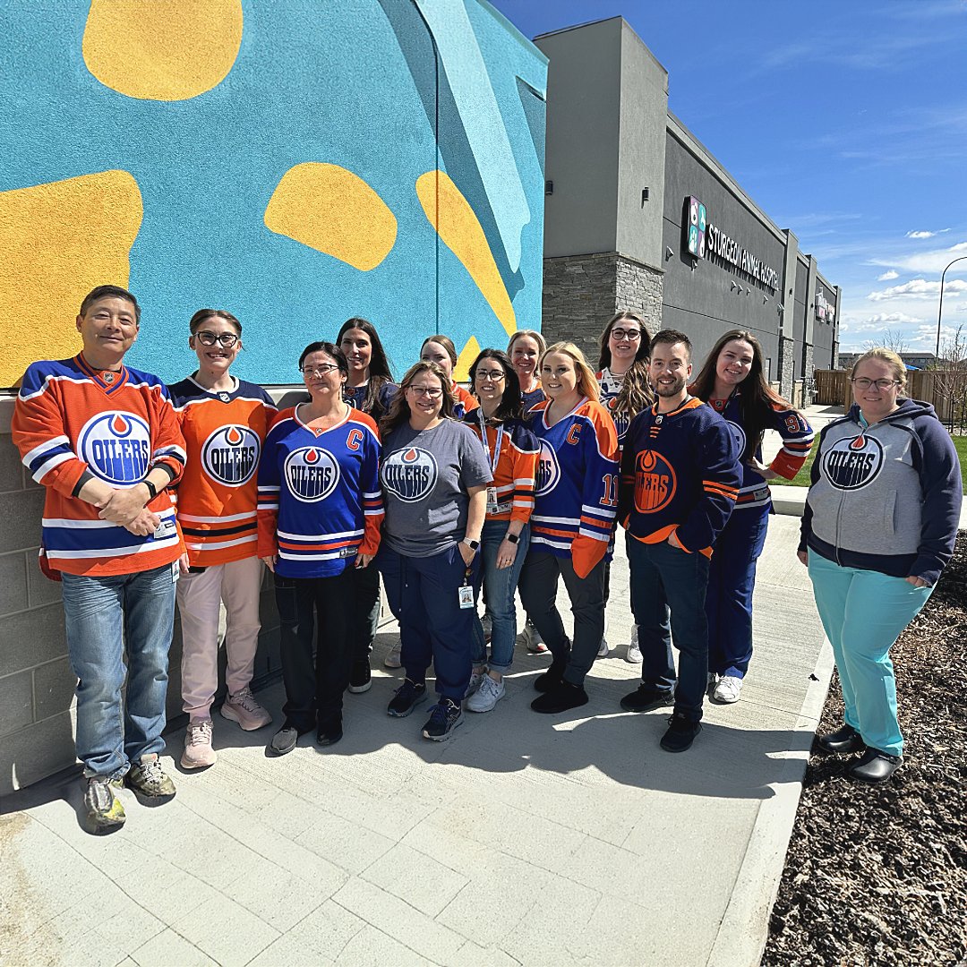 Our fabulous staff at Insight St. Albert showing those #EdmontonOilers colors! #LetsGoOilers