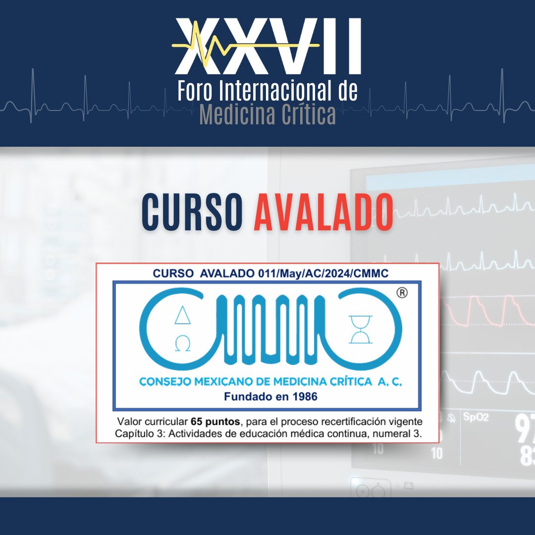Mexcrit29's tweet photo. Se ha lanzado el Programa del Foro Internacional de Medicina Crítica 2024.
📌Inscríbete: https://t.co/dgwkfT6H1K
✅ Fase 1 de precios hasta el 15 de junio.
Presencial: $4,000.00 MXN + IVA.
Virtual: $4,000 MXN + IVA.
Modalidad: Presencial y/o virtual
#ForoMC 2024 #MEXCRIT https://t.co/OLr75rdueT