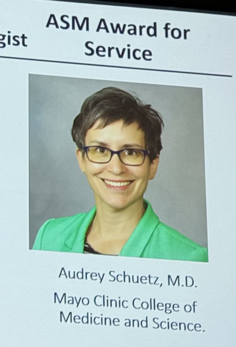 Prof. Robin Patel (@micro_rp) on Twitter photo Congratulations to <a href="/schuetz_audrey/">Audrey Schuetz</a> on receiving the <a href="/asm/">Assembly</a> Award for Service <a href="/MayoClinic/">Mayo Clinic</a> <a href="/mayocliniclabs/">Mayo Clinic Labs</a> Congratulations to <a href="/schuetz_audrey/">Audrey Schuetz</a> on receiving the <a href="/asm/">Assembly</a> Award for Service <a href="/MayoClinic/">Mayo Clinic</a> <a href="/mayocliniclabs/">Mayo Clinic Labs</a>