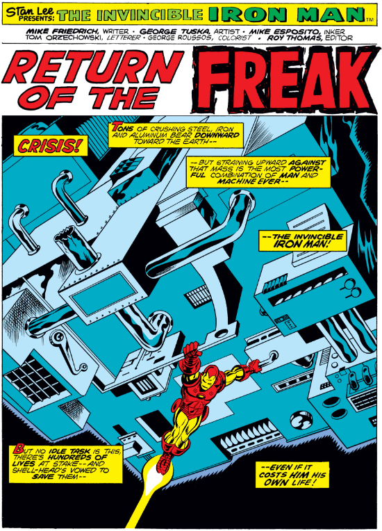 MarvelADay's tweet photo. #MarvelADay #IM67 Iron Man is carrying a very very large piece of equipment to start out this issue. Let's hope those jet boots hold out! - VA https://t.co/WIG8AfFy4S