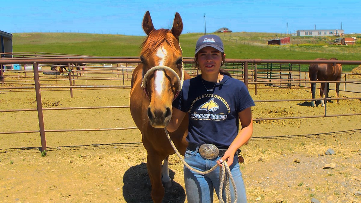 You're looking at 2x Montana state high school goat tying champs Hailey and Bailey. 

Hailey Burger graduated from Capital High this spring and is now headed to the National High School Rodeo Finals. Bailey is her 16-year-old horse who loves her job and also apple treats.